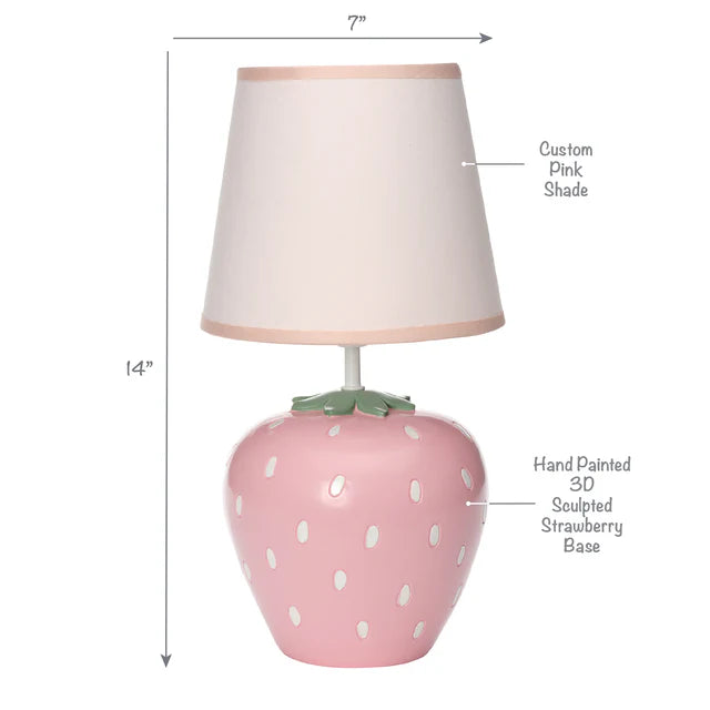 Bedtime Originals Flower Power Hand-Painted Custom Strawberry Lamp with Shade- Bambi Baby