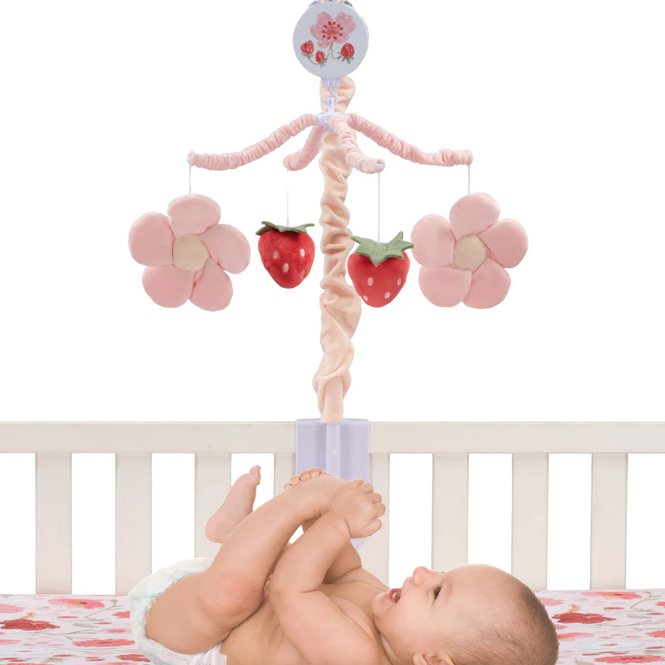 Bedtime Originals Flower Power Strawberry Musical Baby Crib Mobile Soother Toy- Bambi Baby
