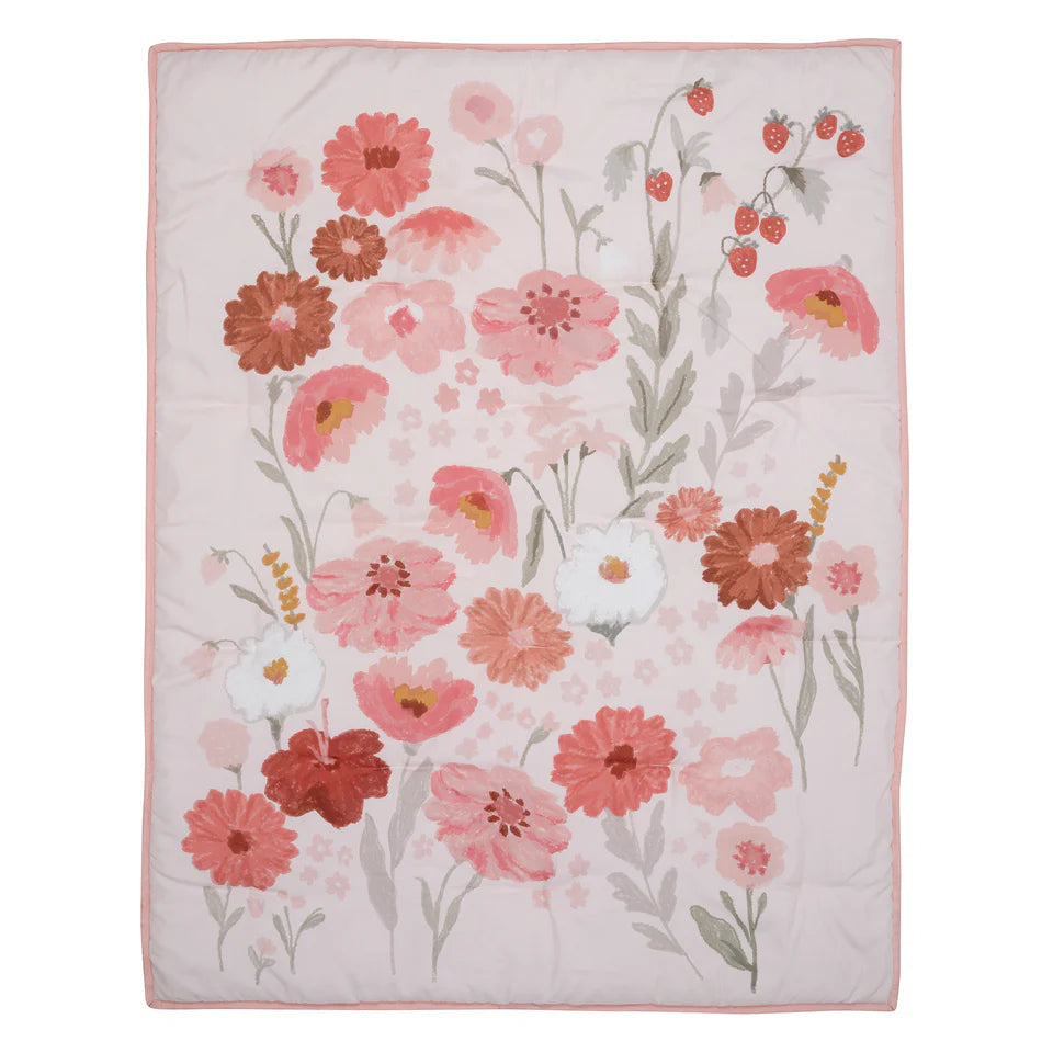 Bedtime Originals Flower Power 3-Piece Floral Baby Nursery Crib Bedding Set- Bambi Baby