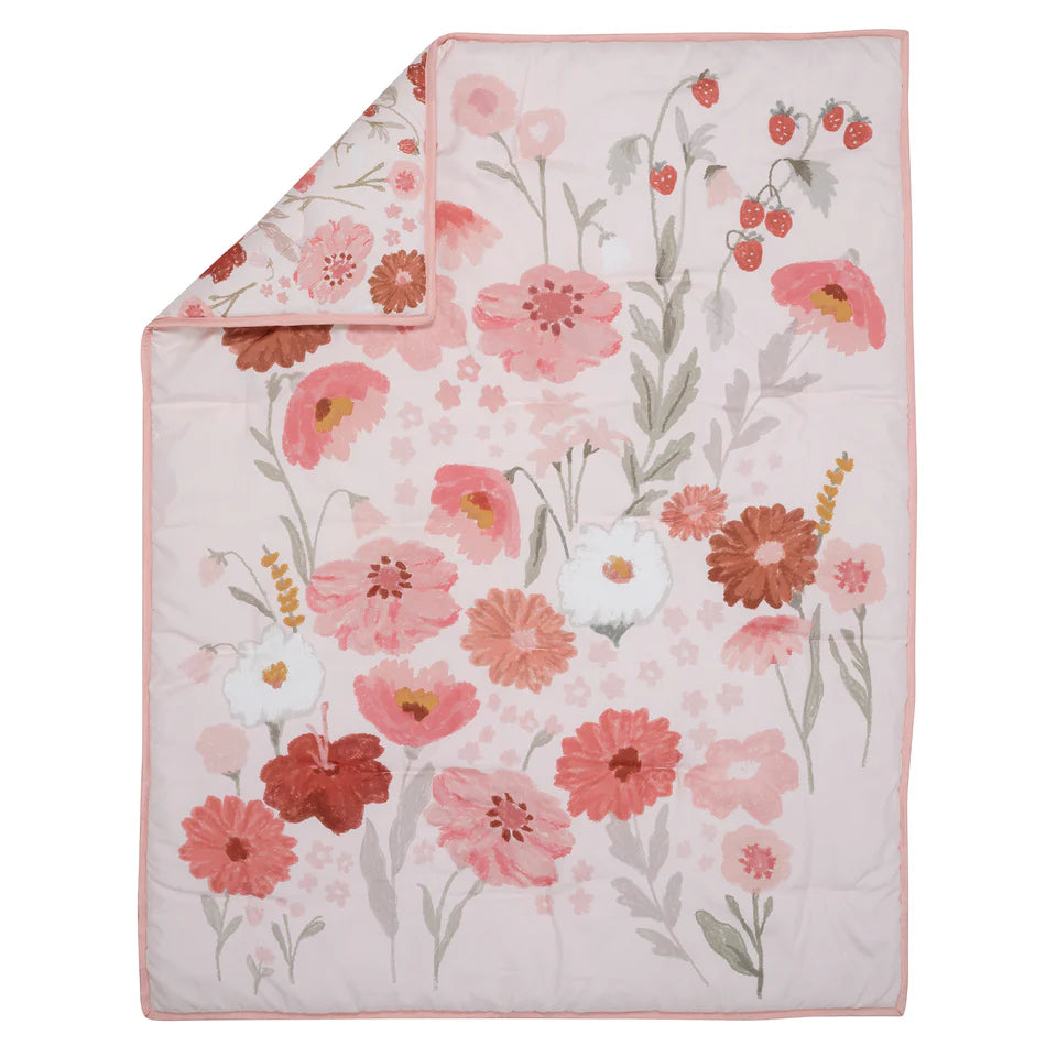 Bedtime Originals Flower Power 3-Piece Floral Baby Nursery Crib Bedding Set- Bambi Baby