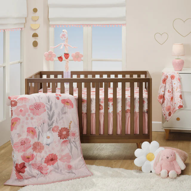 Bedtime Originals Flower Power Floral/Strawberry Soft/Cozy Fleece Baby Blanket- Bambi Baby