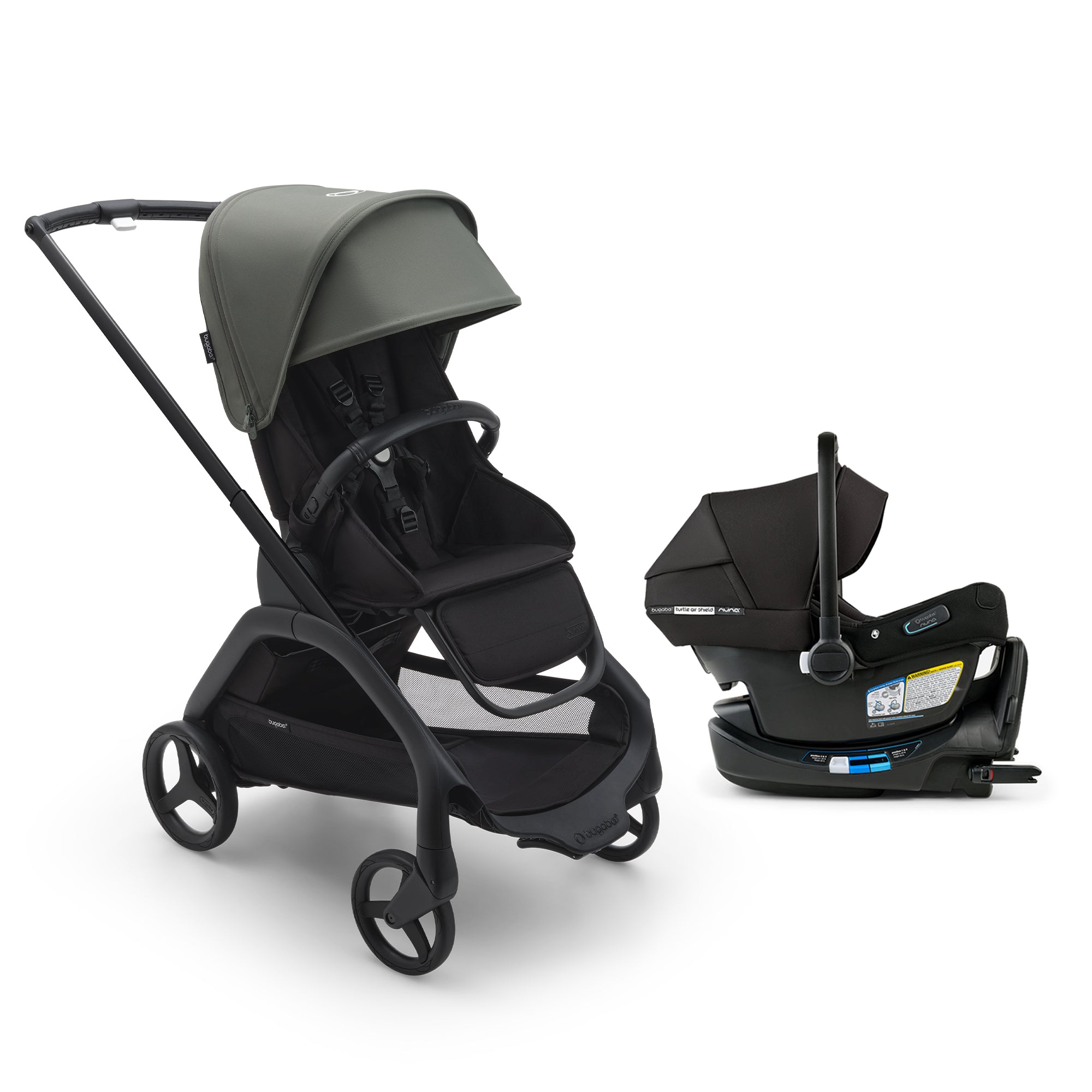 Bugaboo Dragonfly Seat Complete Stroller + Turtle Air Shield By Nuna Car Seat Travel System- Bambi Baby