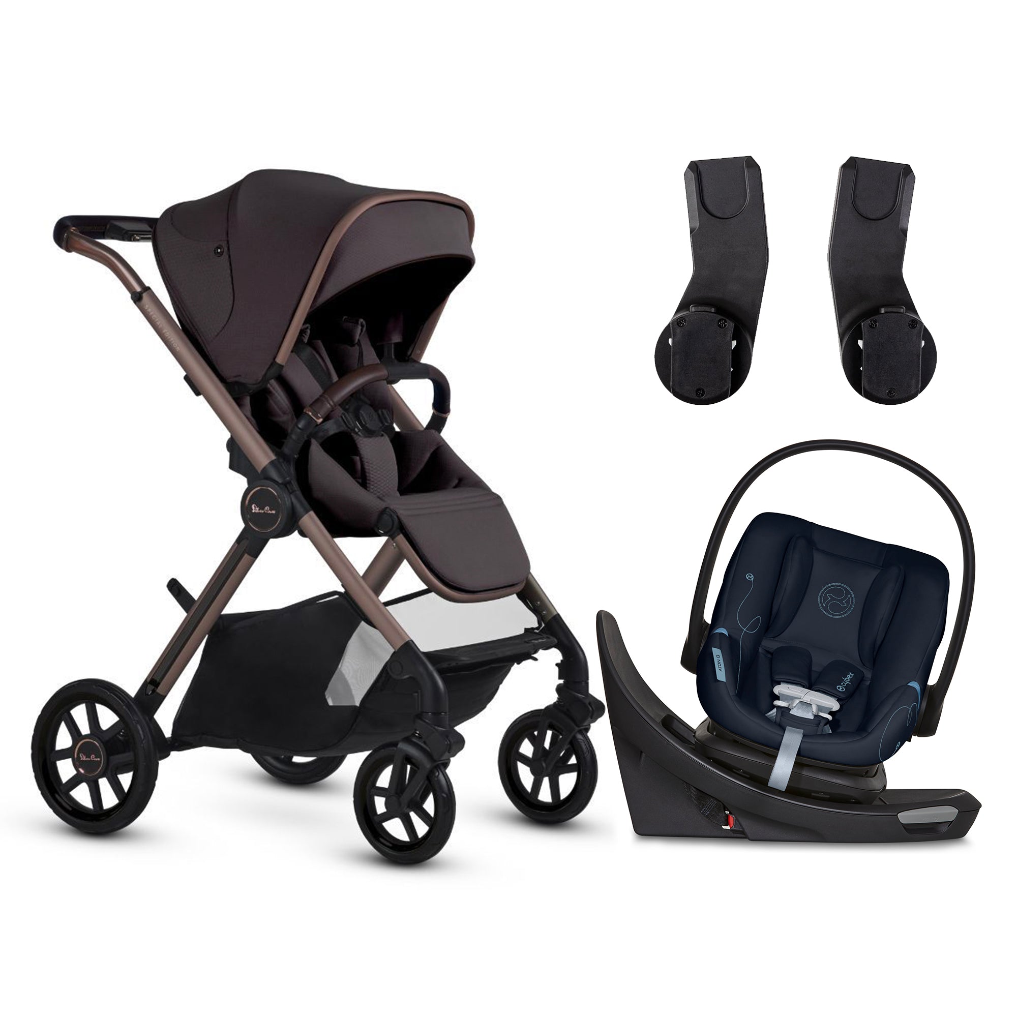 Silver Cross Reef 2 Stroller + Cybex Aton G Swivel Travel System- Bambi Baby