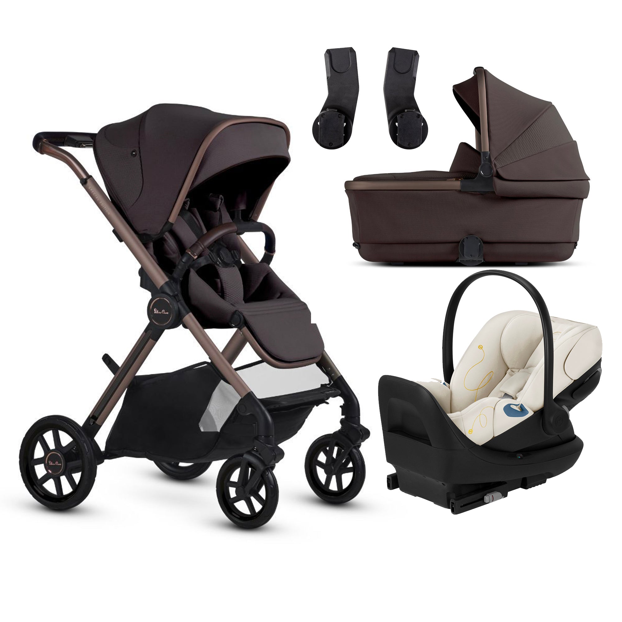 Silver Cross Reef 2 Stroller + Folding Bassinet + CYBEX Cloud G Travel System- Bambi Baby