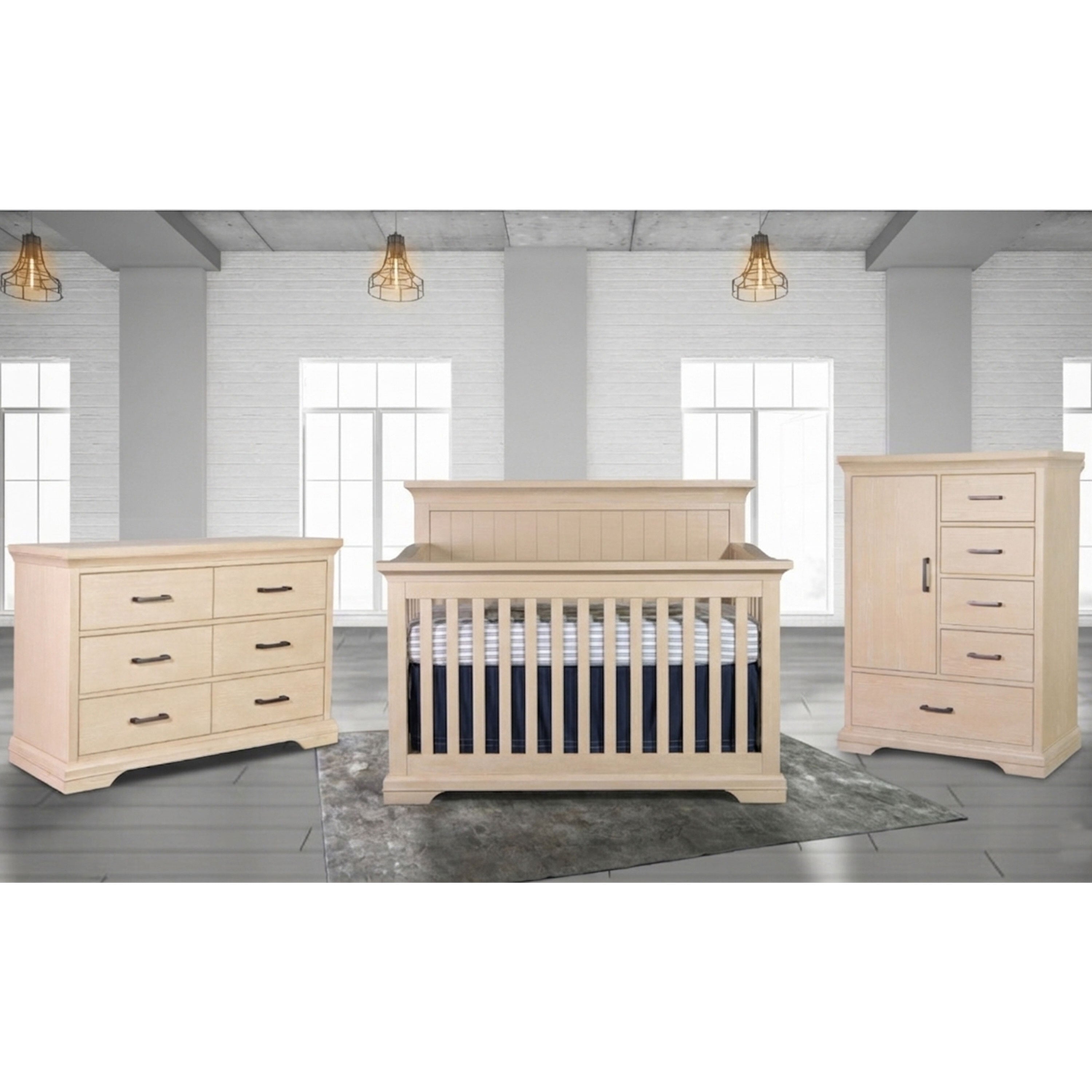 Pali Genova Convertible Crib With Wood Panel Vertical Lines- Bambi Baby