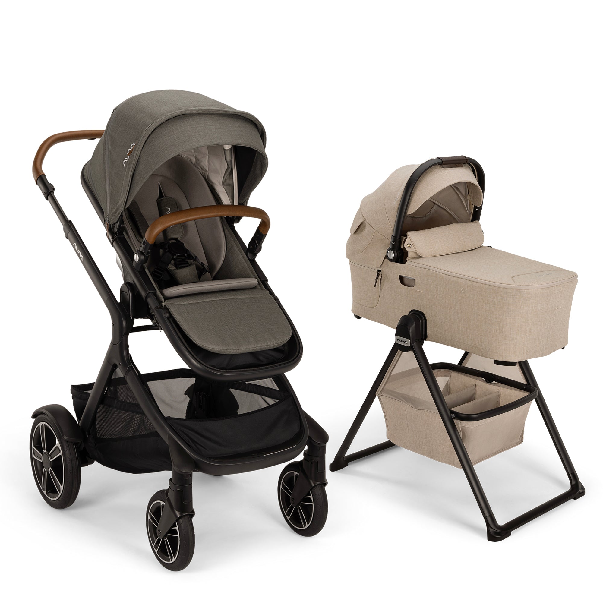 Nuna DEMI Next + Rider Board Stroller + DEMI Next Bassinet + Stand Stroller Bundle- Bambi Baby