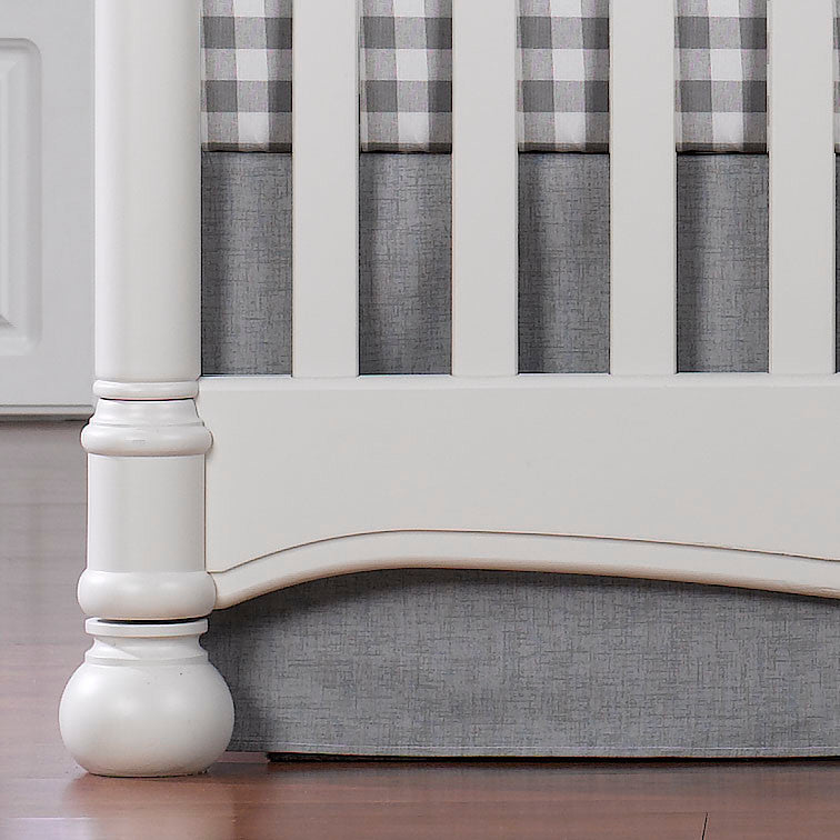 Liz and Roo Gray Crosshatch Crib Skirt 17" Drop- Bambi Baby