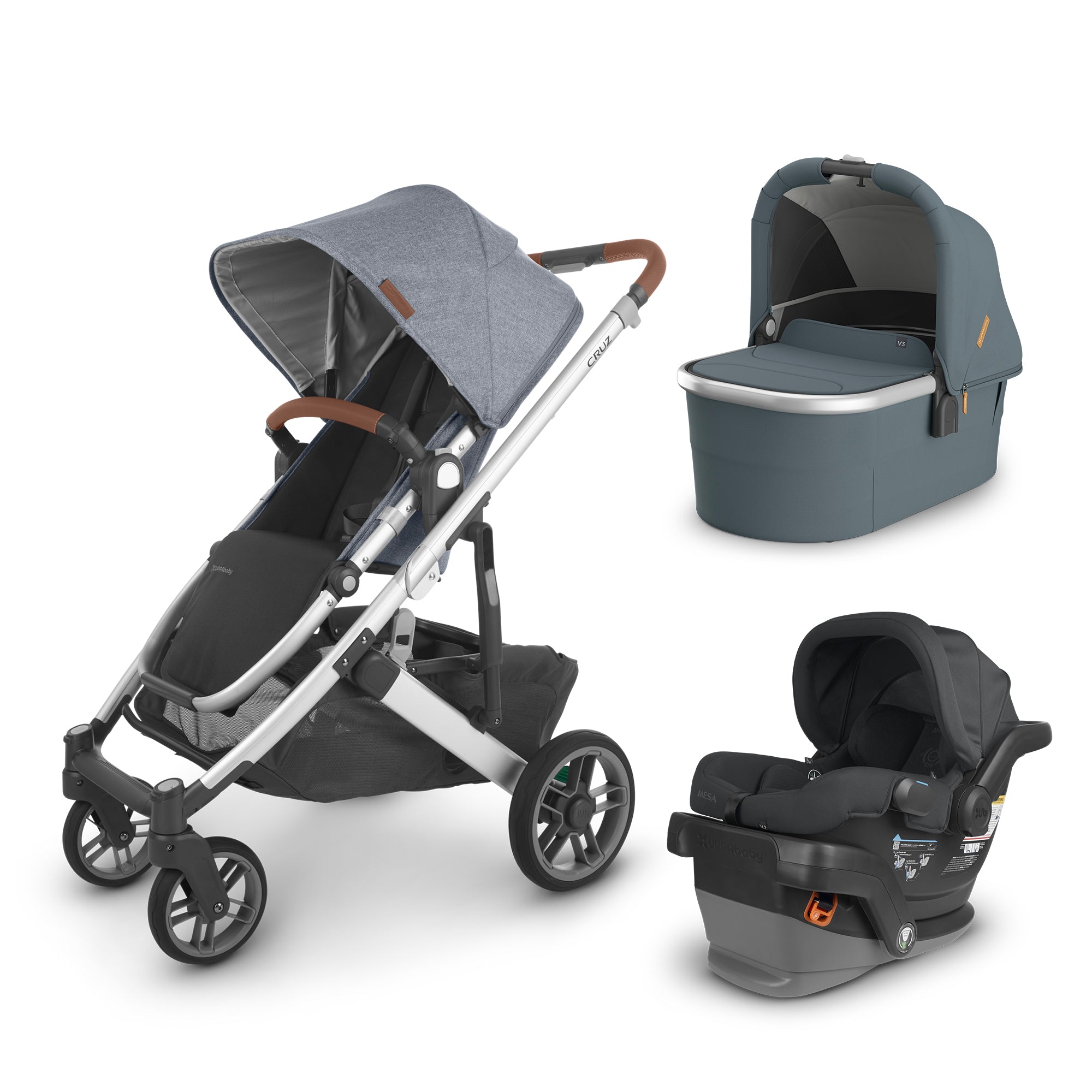 UPPAbaby Cruz From Birth Complete Travel System (Stroller + Mesa V2 Infant Car Seat + Bassinet V3)- Bambi Baby