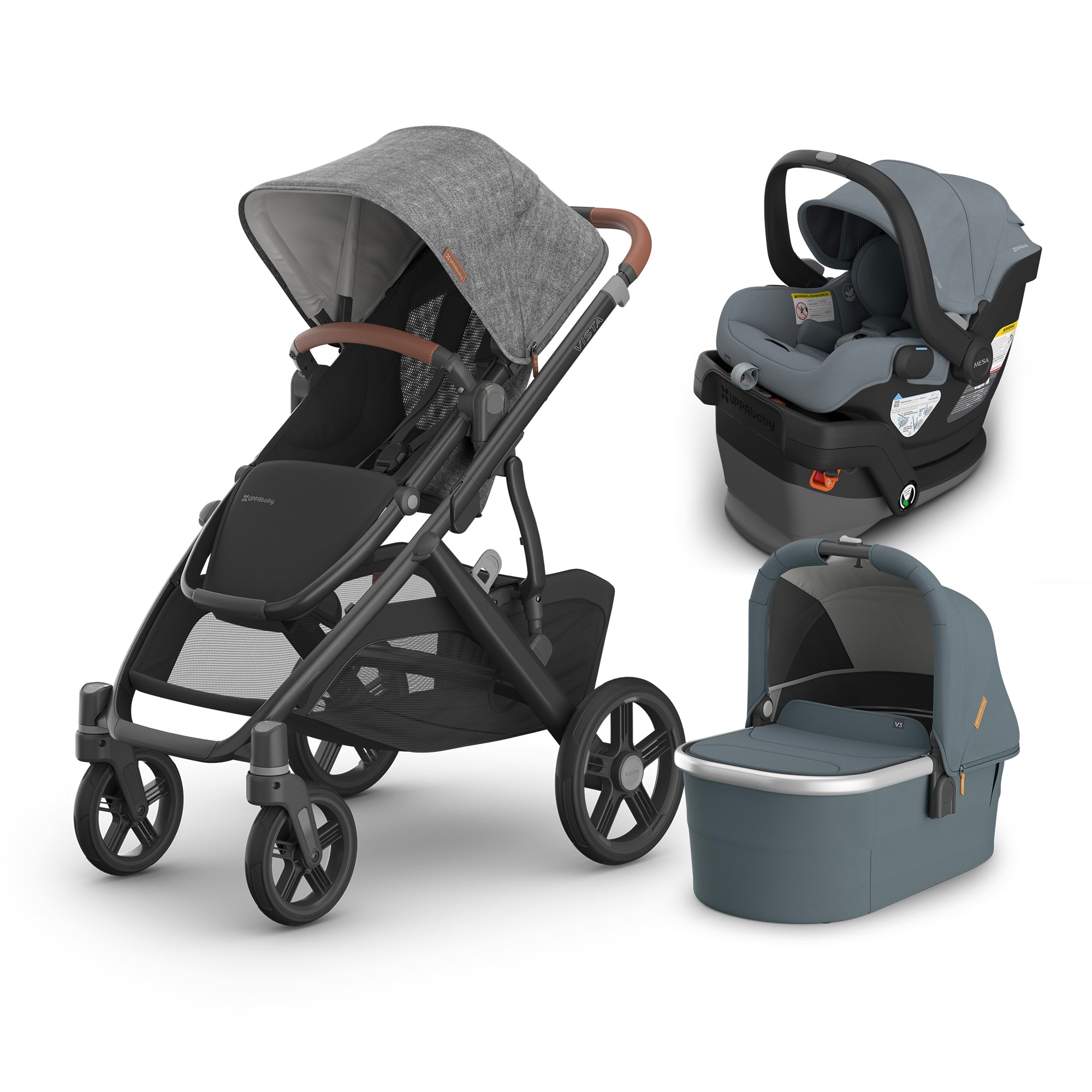 UPPAbaby Vista V3 From Birth Complete Travel System (Stroller + Mesa V3 Infant Car Seat + Bassinet V3)- Bambi Baby