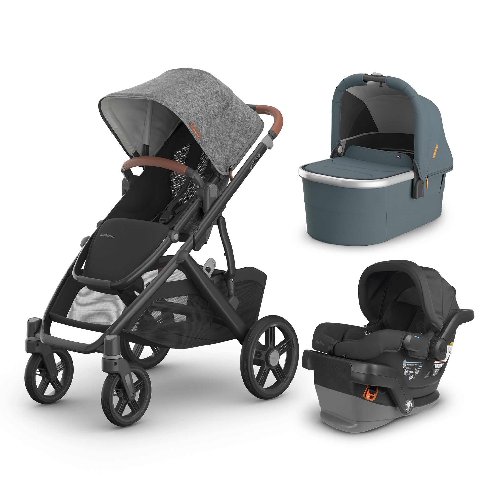 UPPAbaby Vista V3 From Birth Complete Travel System (Stroller + Mesa V2 Infant Car Seat + Bassinet V3)- Bambi Baby