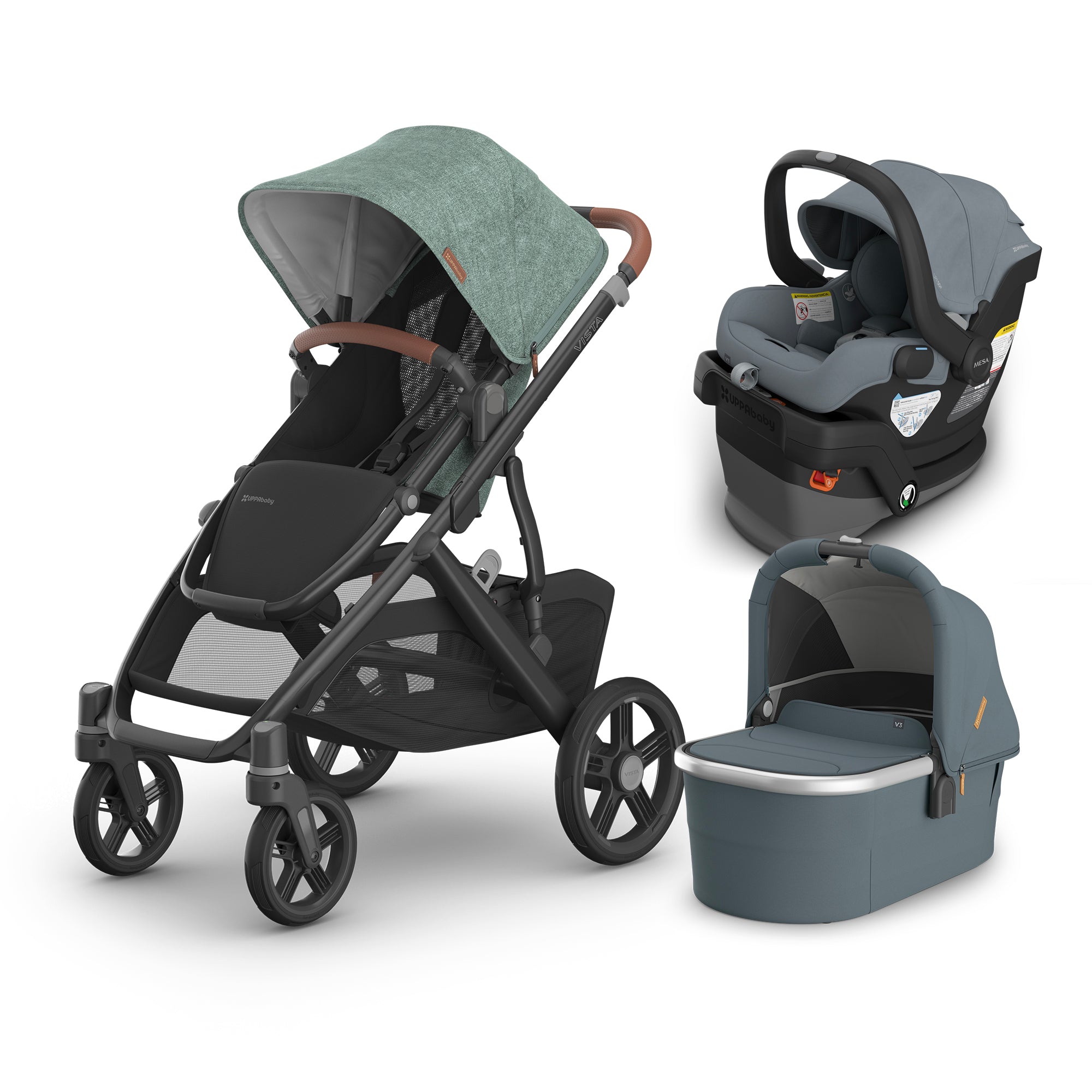 UPPAbaby Vista V3 From Birth Complete Travel System (Stroller + Mesa V3 Infant Car Seat + Bassinet V3)- Bambi Baby