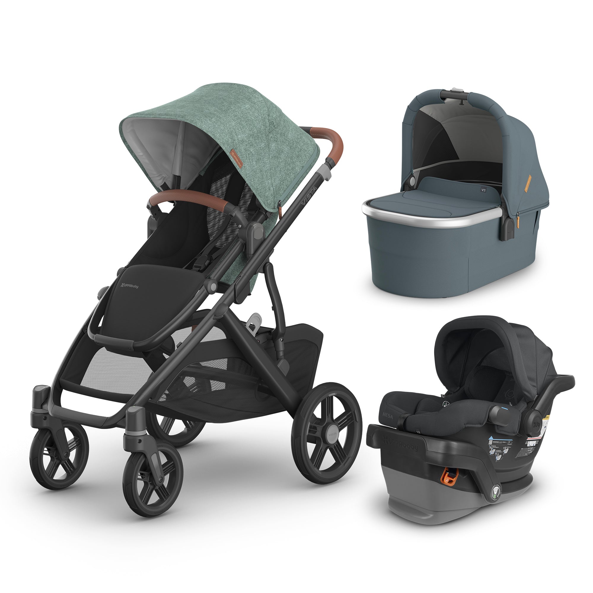 UPPAbaby Vista V3 From Birth Complete Travel System (Stroller + Mesa V2 Infant Car Seat + Bassinet V3)- Bambi Baby