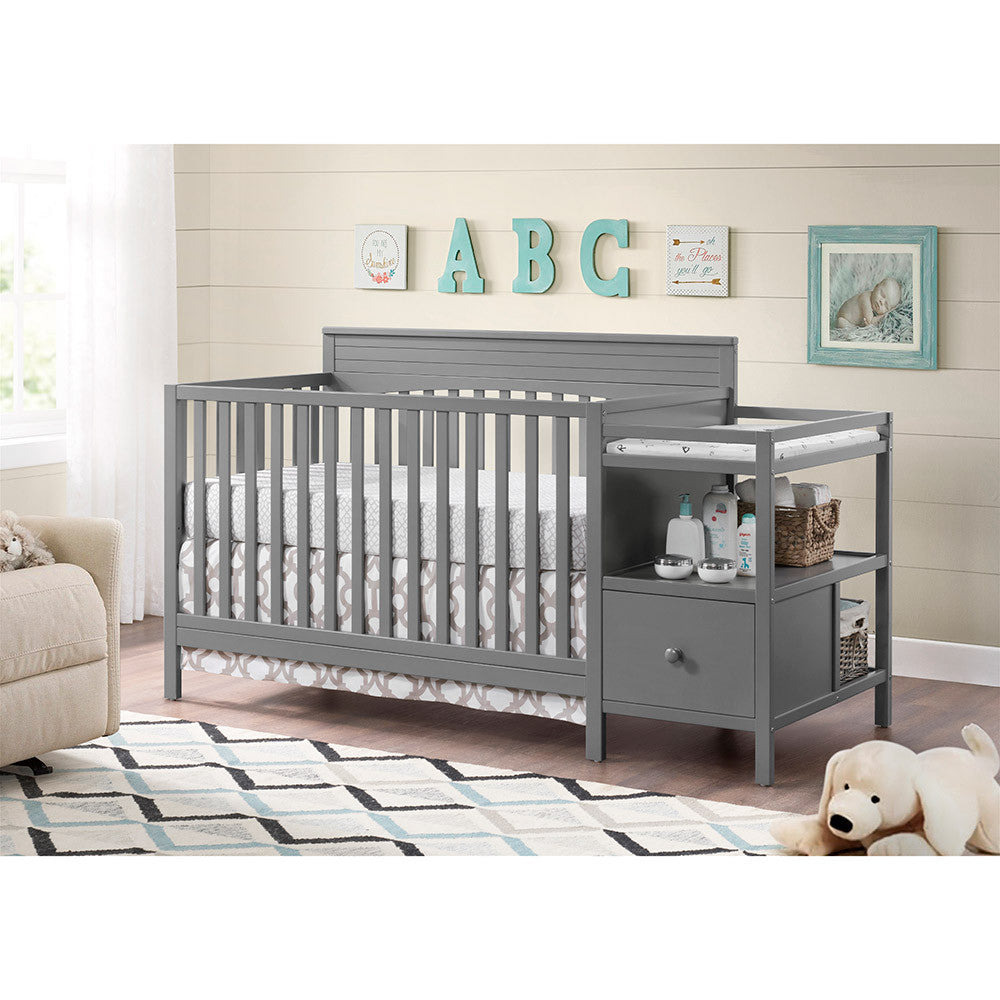 Cuna y cambiador Oxford Baby Harper 4 en 1, color gris paloma- Bambi Baby