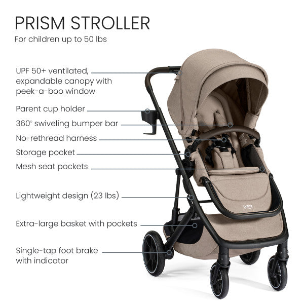 Britax Prism Full-Size Travel System With Willow S Infant Car Seat and Alpine Base- Bambi Baby