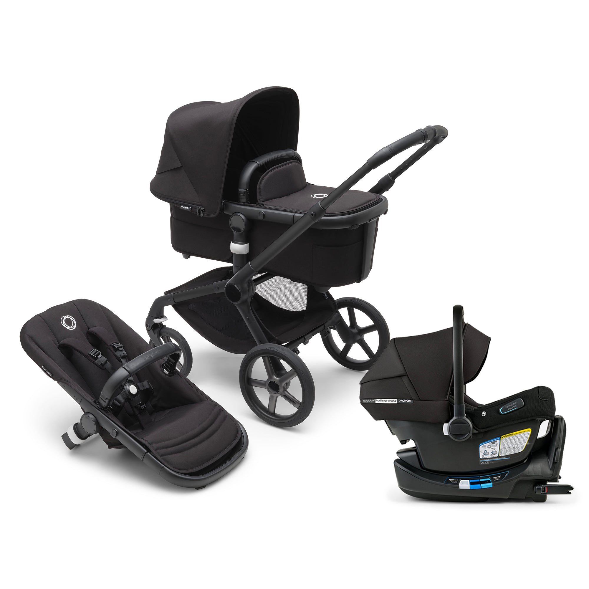 Bugaboo Fox 5 Renew Bassinet and Seat Stroller + Turtle Air Shield By Nuna Car Seat Travel System- Bambi Baby