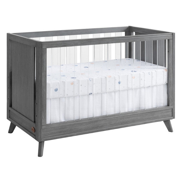 Berço Oxford Baby Holland Island em acrílico em cinza nuvem- Bambi Baby