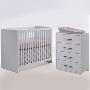 White Tulip Contempo Crib with 4 Drawer Dresser Set - Front View | Bambi Baby