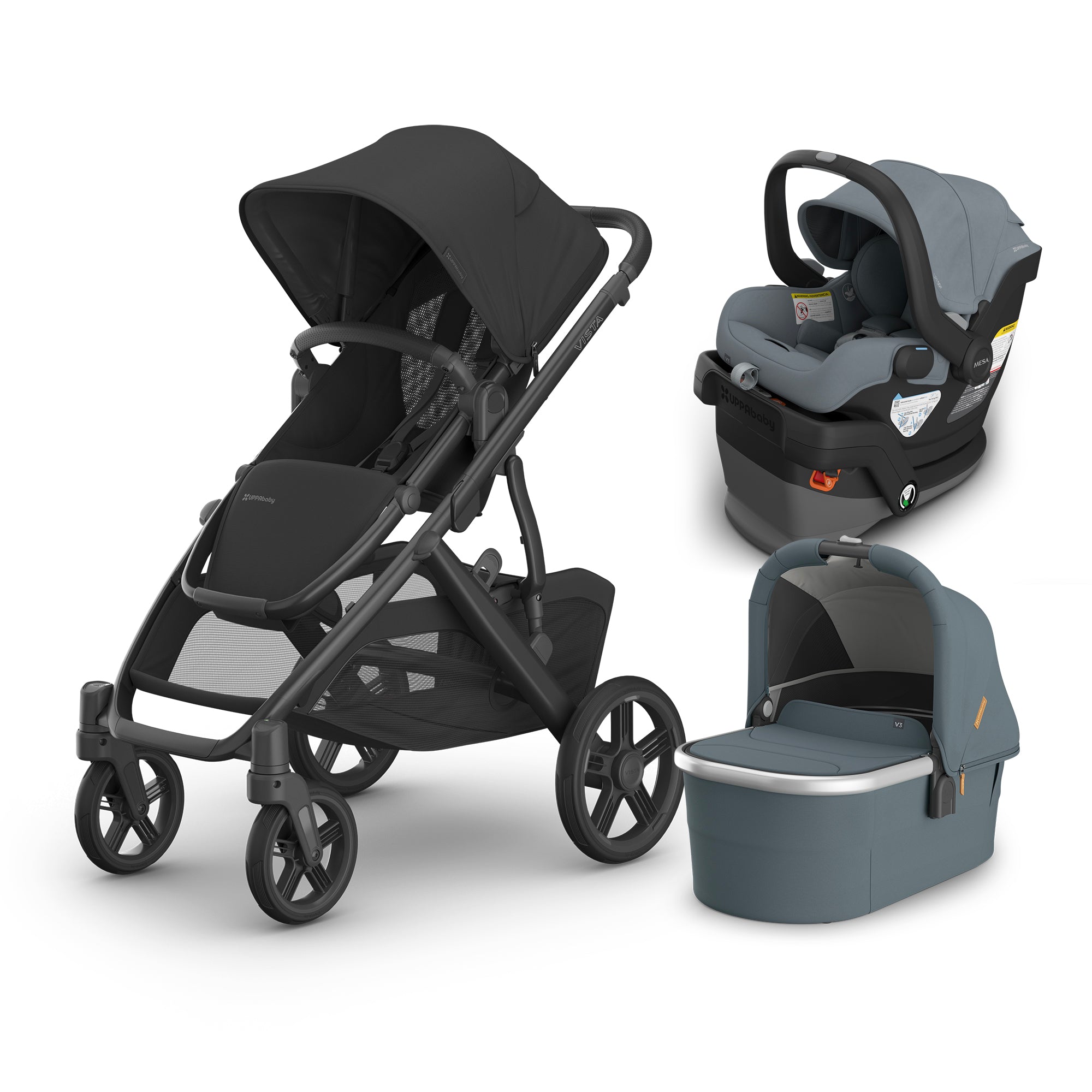 UPPAbaby Vista V3 From Birth Complete Travel System (Stroller + Mesa V3 Infant Car Seat + Bassinet V3)- Bambi Baby