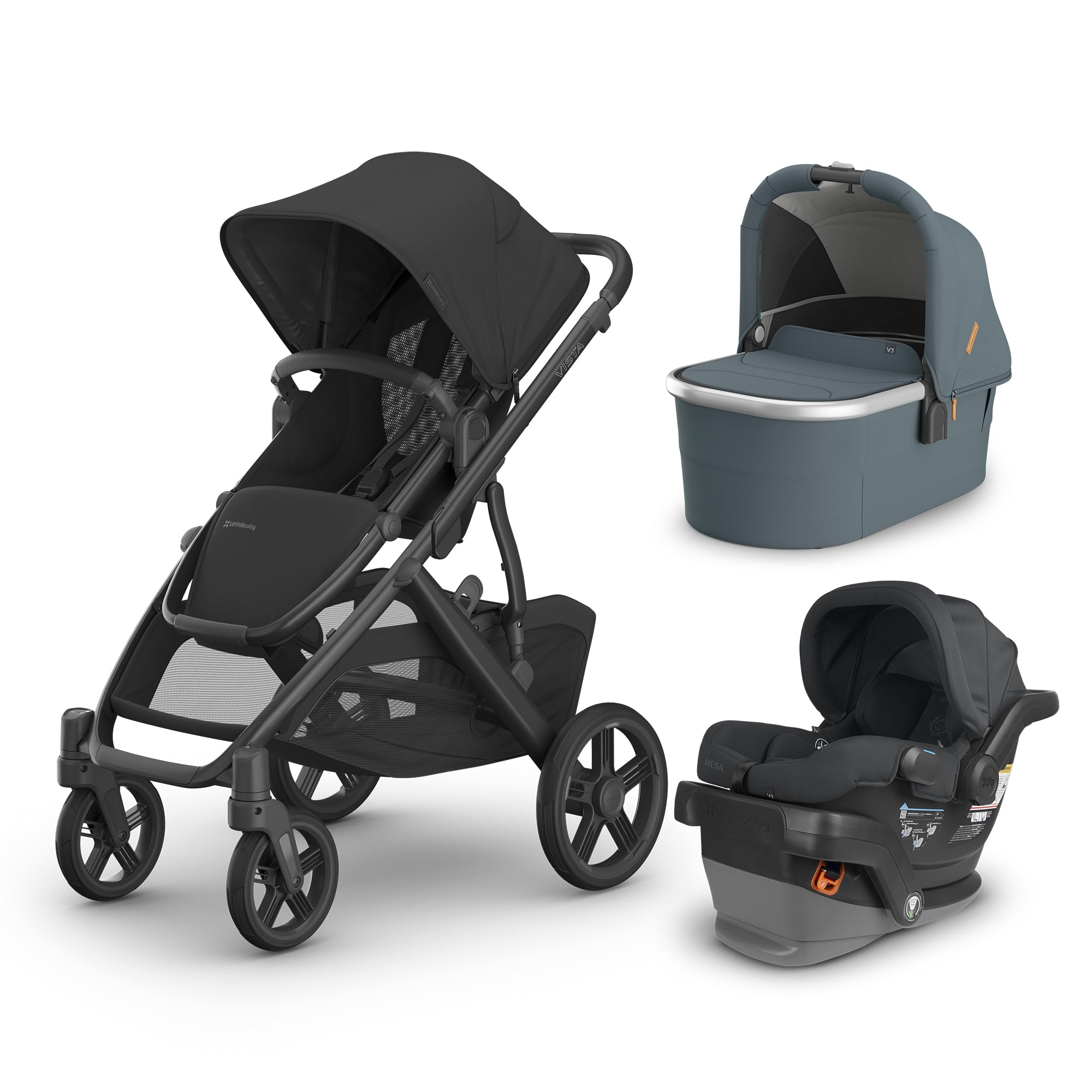UPPAbaby Vista V3 From Birth Complete Travel System (Stroller + Mesa V2 Infant Car Seat + Bassinet V3)- Bambi Baby