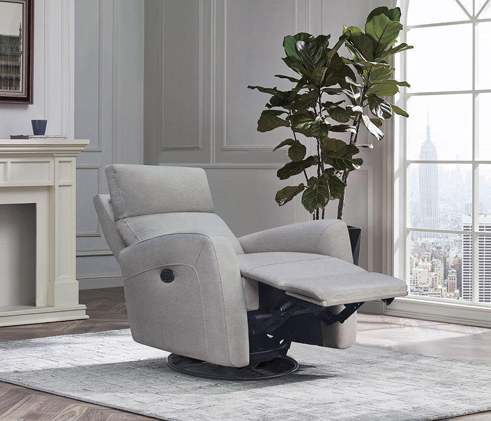 Westwood Jordan Glider - Triple Power - Lumbar - Headrest- Recline with USB in Fog- Bambi Baby