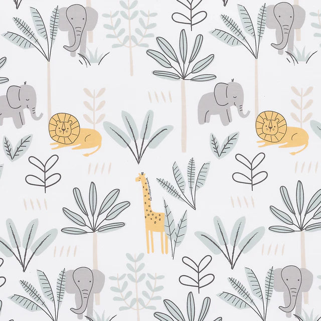 Lambs & Ivy Jungle Adventure 100% Cotton Baby/Toddler Fitted Crib Sheet - White- Bambi Baby