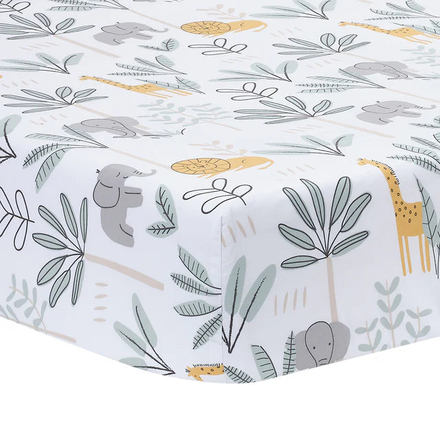 Lambs & Ivy Jungle Adventure Linen/Cotton 3-Piece Nursery Baby Crib Bedding Set- Bambi Baby