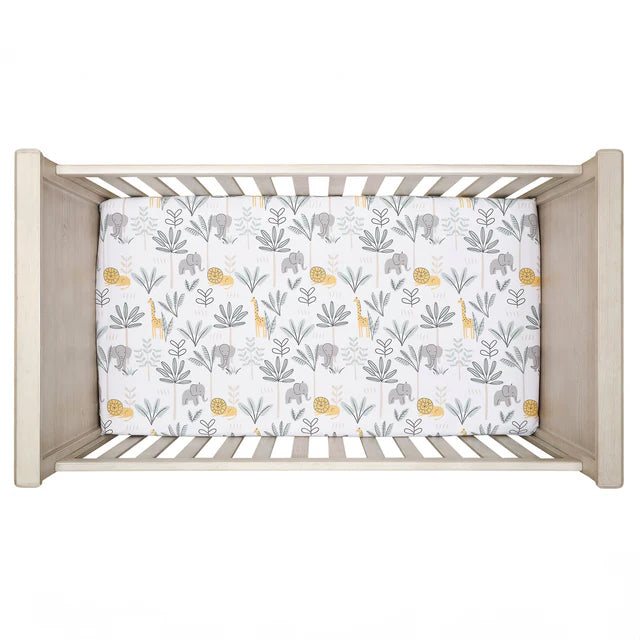 Lambs & Ivy Jungle Adventure Linen/Cotton 3-Piece Nursery Baby Crib Bedding Set- Bambi Baby