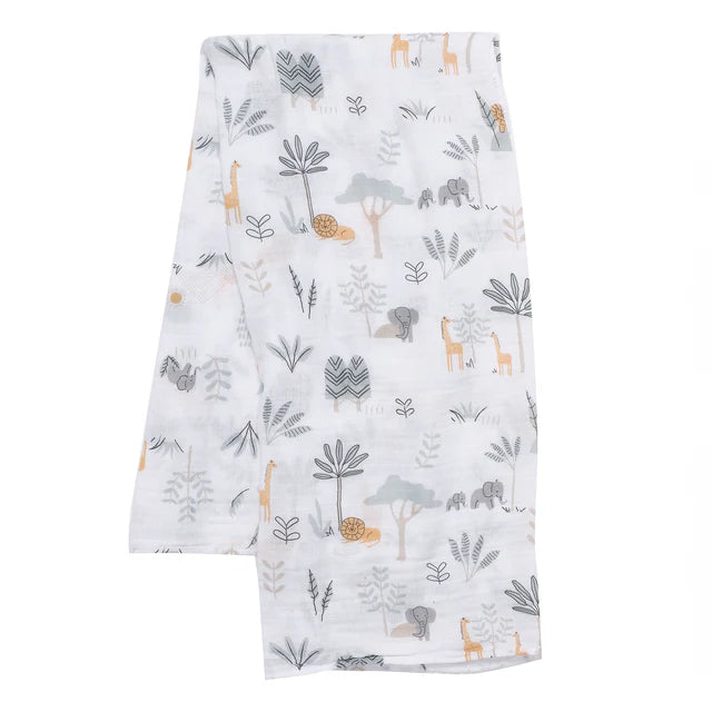 Lambs & Ivy Jungle Adventure 2-Pack Cotton Muslin Newborn Baby Swaddle Blankets- Bambi Baby