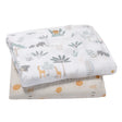 Lambs & Ivy Jungle Adventure 2-Pack Cotton Muslin Newborn Baby Swaddle Blankets - Bambi Baby