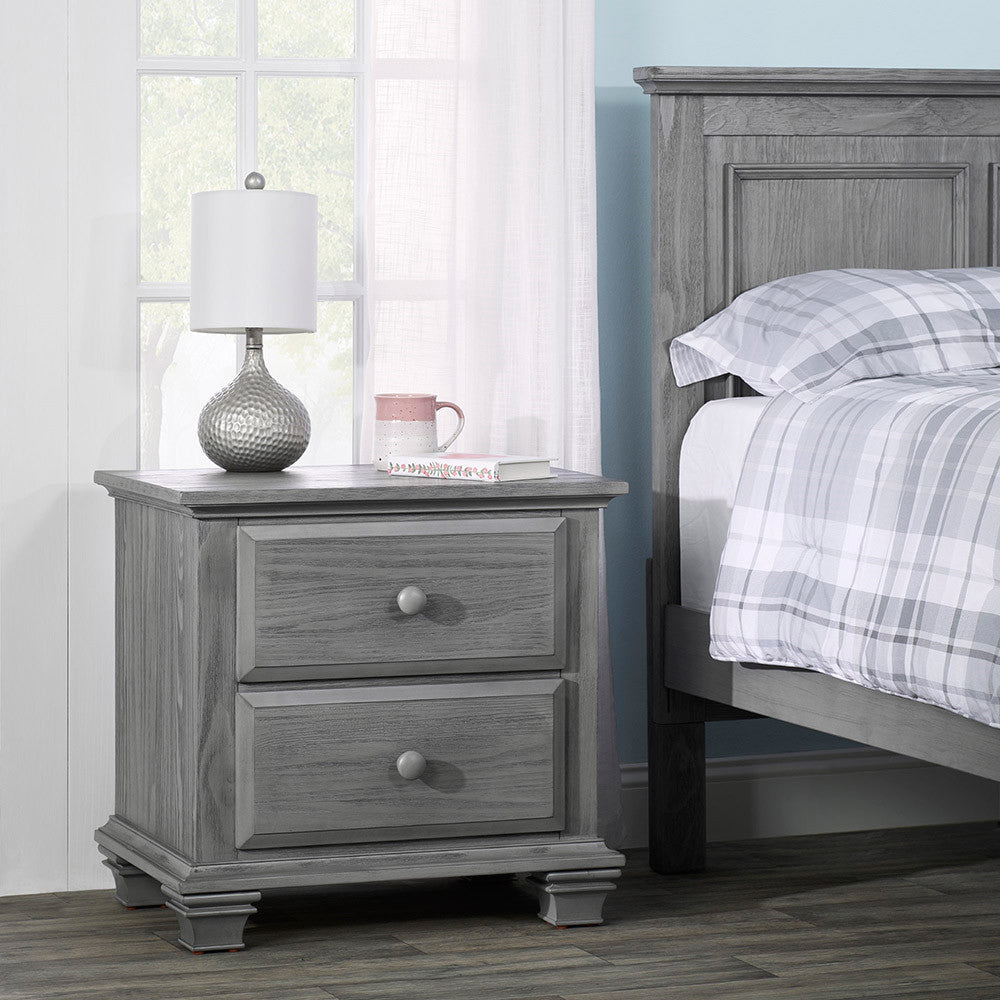 Oxford Baby Kenilworth Collection 2 Drawer Nightstand in Graphite Gray- Bambi Baby