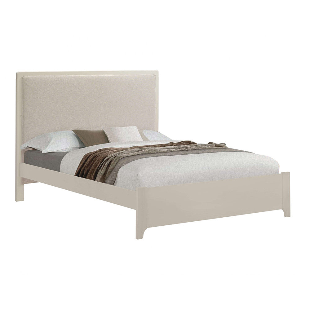 Natart Kyoto Double Bed Low Profile (54") in Linen Talc Panel/Linen- Bambi Baby