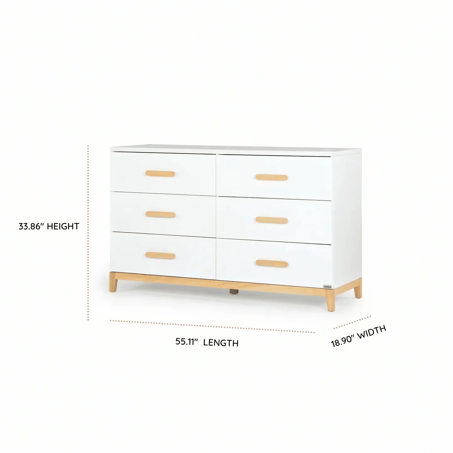 dadada LaLa Big 6-drawer Dresser - White/Natural- Bambi Baby
