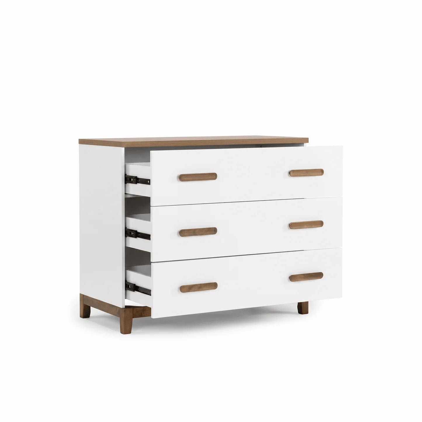 dadada LaLa Little 3-Drawer Dresser - White/Walnut- Bambi Baby