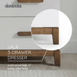dadada LaLa Little 3-Drawer Dresser - White/Walnut - Bambi Baby