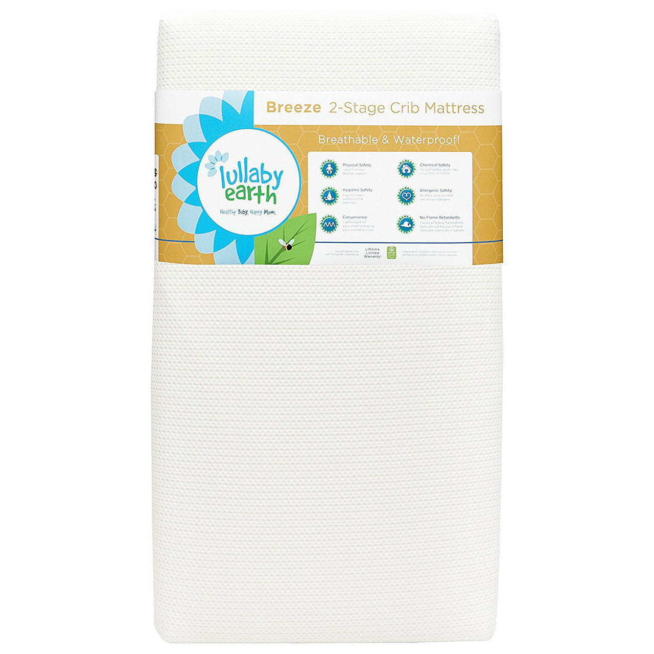 Lullaby Earth Breeze 2 in Stage Crib Mattress in White by Naturepedic- Bambi Baby