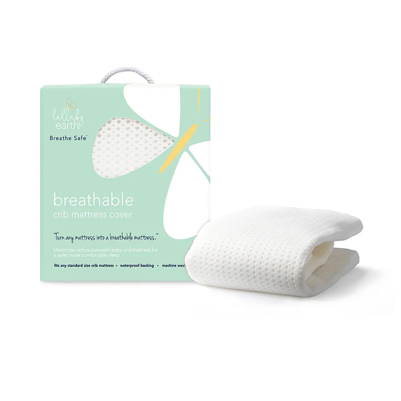 Lullaby Earth Breathe-Safe Breathable Mini Crib Cover - White- Bambi Baby