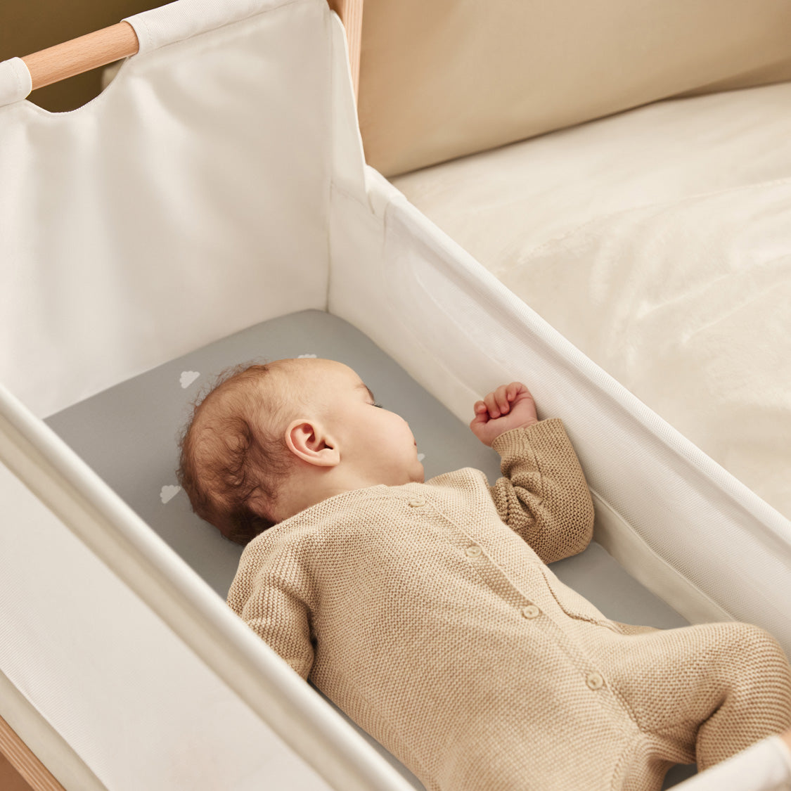 Snuz Bassinet 2 Pack Fitted Sheets - Gray Cloud- Bambi Baby