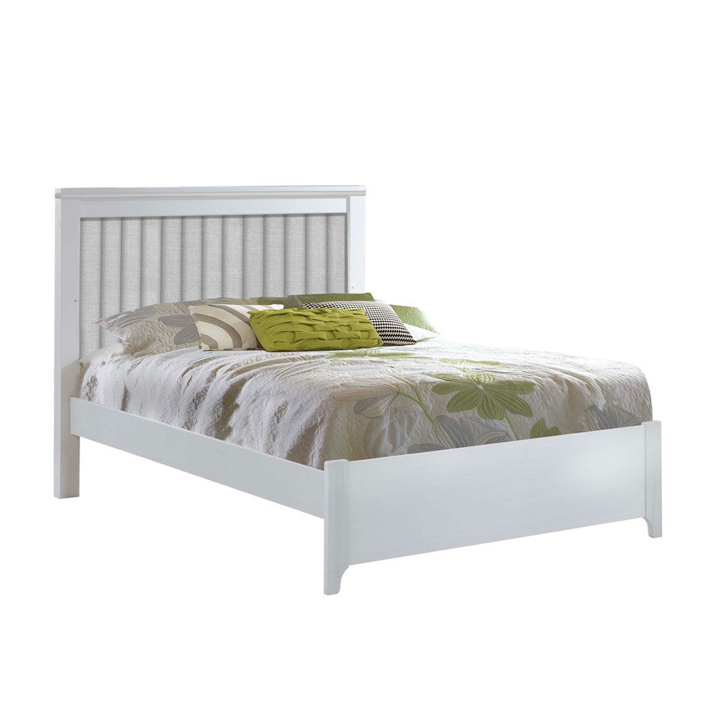 Natart Taylor Double Bed Low Profile (54") - Linen Grey Panel/White- Bambi Baby
