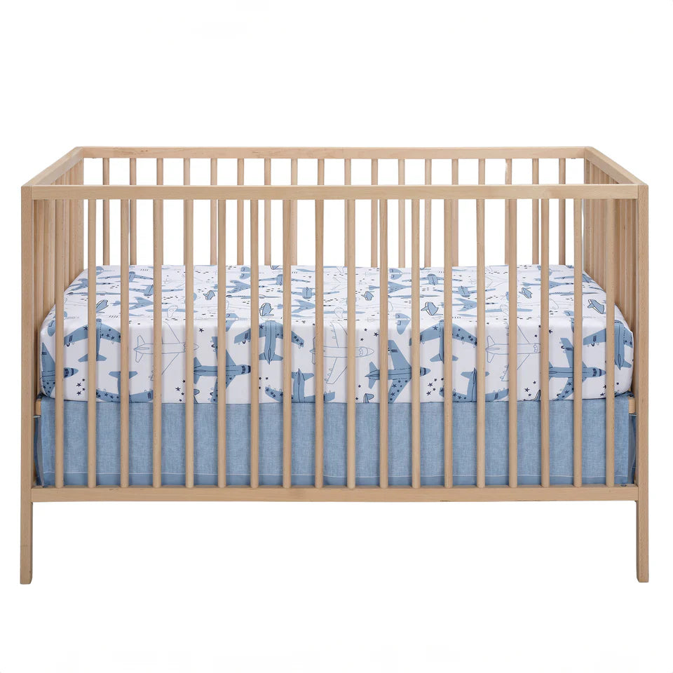 Bedtime Originals Little Aviator Airplane Baby/Toddler White Fitted Crib Sheet- Bambi Baby