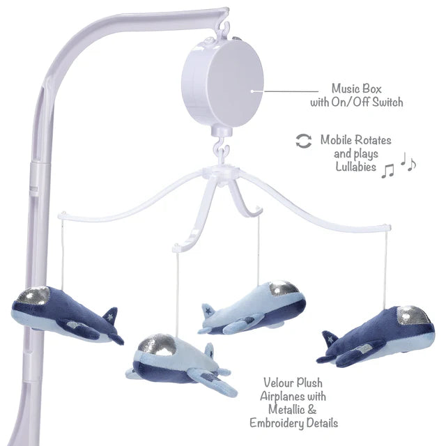 Bedtime Originals Little Aviator Airplane Musical Baby Crib Mobile Soother Toy- Bambi Baby