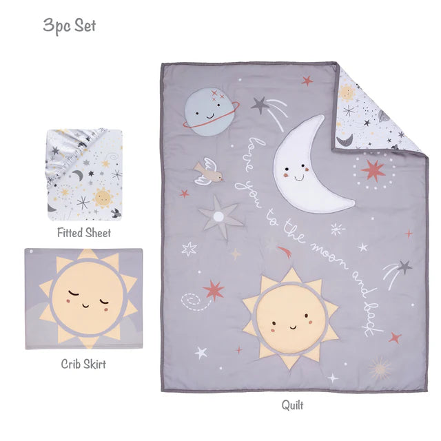 Bedtime Originals Little Star Celestial 3-Piece Nursery Baby Crib Bedding Set- Bambi Baby