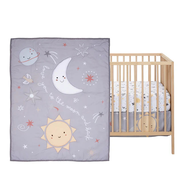 Bedtime Originals Little Star Celestial 3-Piece Nursery Baby Crib Bedding Set- Bambi Baby