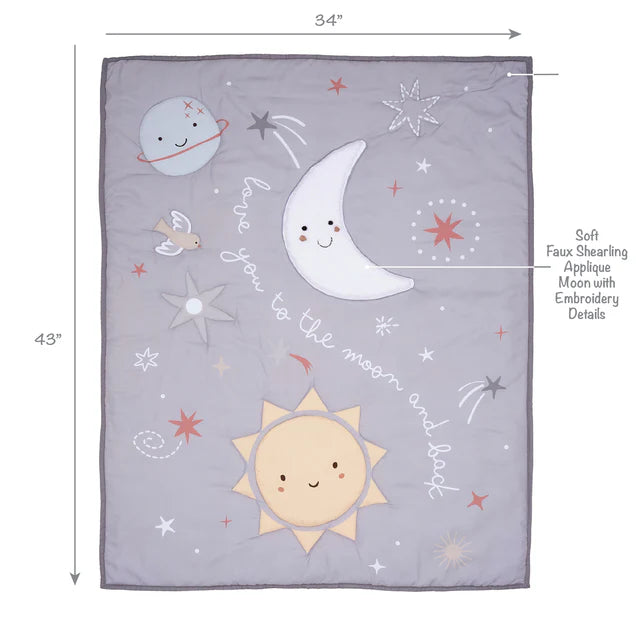Bedtime Originals Little Star Celestial 3-Piece Nursery Baby Crib Bedding Set- Bambi Baby