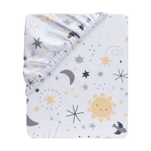 Bedtime Originals Little Star White Celestial Microfiber Baby Fitted Crib Sheet- Bambi Baby