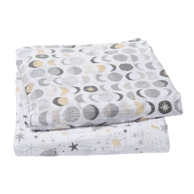 Bedtime Originals Little Star Celestial Cotton Muslin Swaddle Blankets 2-Pack- Bambi Baby