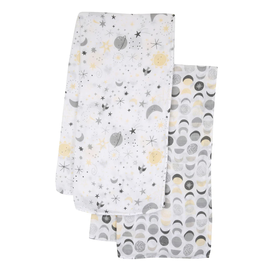 Bedtime Originals Little Star Celestial Cotton Muslin Swaddle Blankets 2-Pack- Bambi Baby
