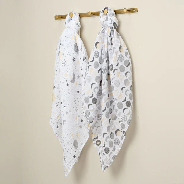 Bedtime Originals Little Star Celestial Cotton Muslin Swaddle Blankets 2-Pack- Bambi Baby