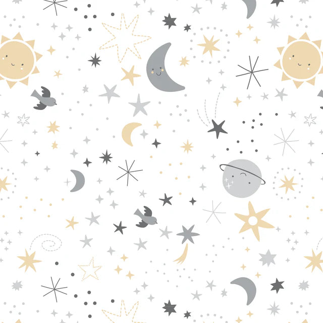 Bedtime Originals Little Star White Celestial Microfiber Baby Fitted Crib Sheet- Bambi Baby