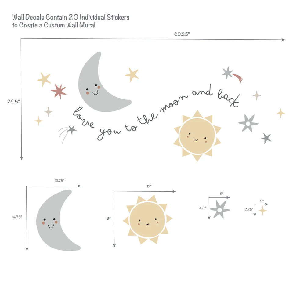 Bedtime Originals Little Star Celestial Moon & Stars Wall Decal/Stickers- Bambi Baby