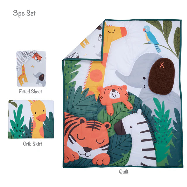 Bedtime Originals Lollipop Jungle 3-Piece Baby Nursery Crib Bedding Set- Bambi Baby